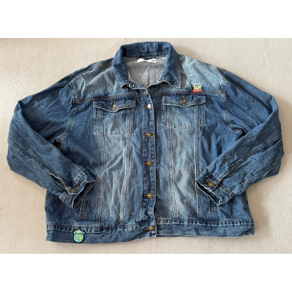 Disney Store Toy Story 25th Anniversary Denim Embroidered Trucker Jacket Sz XXL